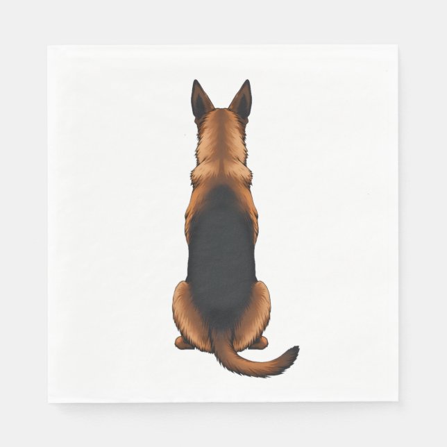 Vintage German Shepherd Back View Dog Illustration Napkin (Front)