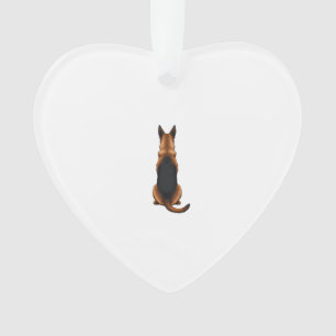 Vintage German Shepherd Back View Dog Illustration Ornament