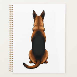 Vintage German Shepherd Back View Dog Illustration Planner