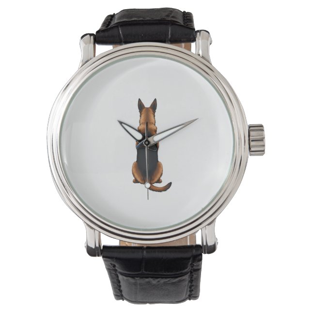 Vintage German Shepherd Back View Dog Illustration Watch (Front)
