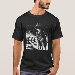 Vintage German Shepherd Cowboys UFO Western Funny T-Shirt