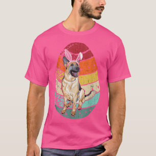 Vintage German Shepherd Dog Egg Bunny Ears Happy E T-Shirt