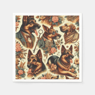 Vintage German Shepherd Illustration Napkin