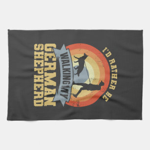 Vintage German Shepherd Owner Saying Tea Towel