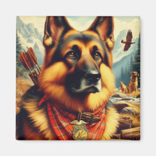 Vintage German Shepherd Painting Magnet
