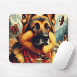 Vintage German Shepherd Painting Mouse Mat