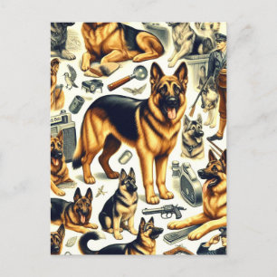 Vintage German Shepherd Seamless Postcard
