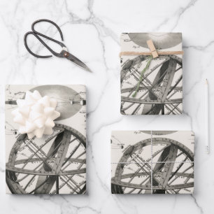 Vintage German Solar and Lunar Eclipse Chart Wrapping Paper Sheet