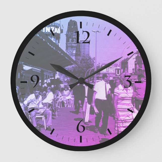 Vintage Germany Berlin kurfürstendamm avenue Large Clock (Front)