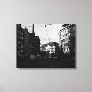 Vintage Germany Frankfurt City street Canvas Print