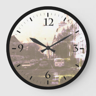 Vintage Germany Frankfurt City street cars Large C Clock