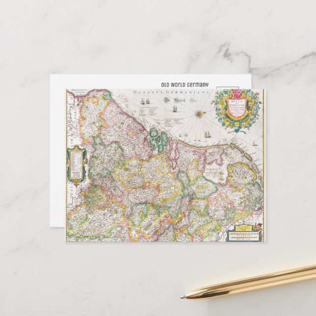 Vintage Germany Map Postcard (Front/Back In Situ)