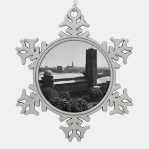 Vintage Germany Munich Deutsch Museum Snowflake Pewter Christmas Ornament