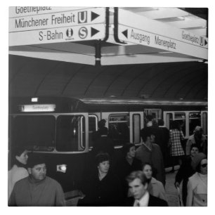 Vintage Germany Munich Station Marienplatz Tile