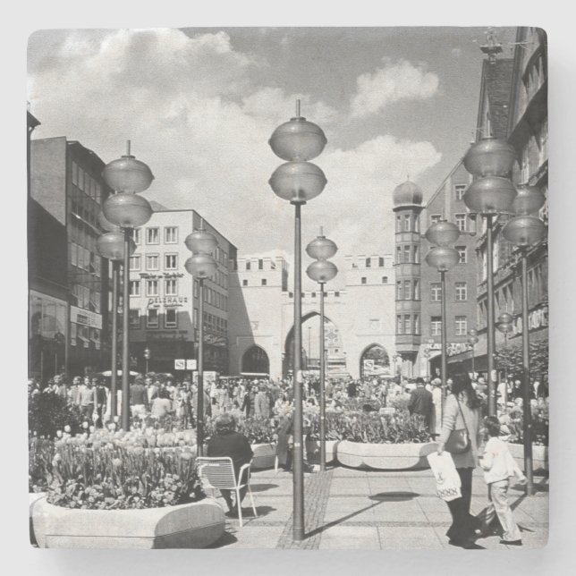 Vintage Germany Munich Towngate Karistor Stone Coaster (Front)