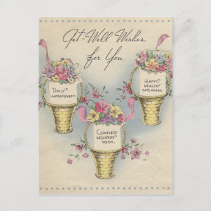 Vintage Get Well Baskets 2 Postcard