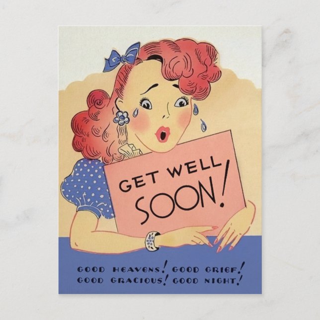 Vintage Get Well Soon Postcard (Front)