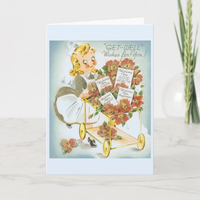 Vintage Get Well Wishes Greeting Card (Front)
