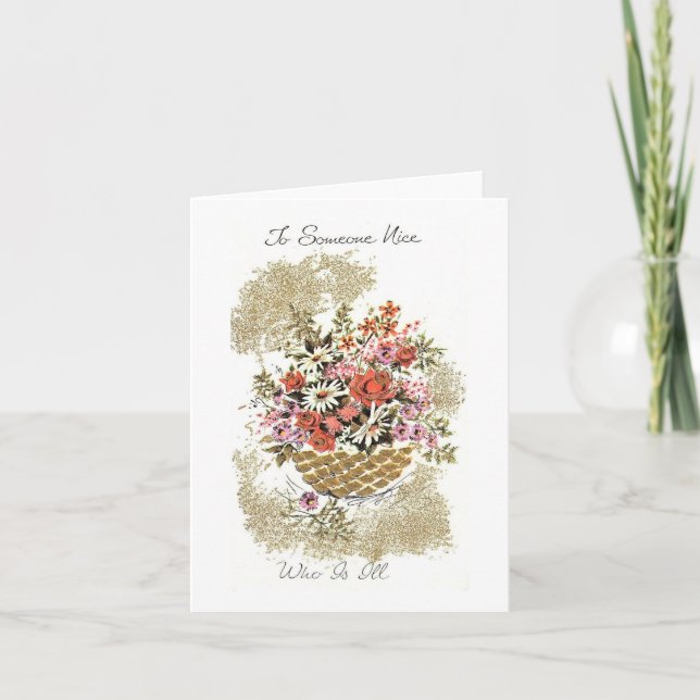 Vintage Get Well with Flowers Card (Front)