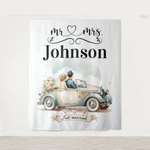 Vintage Getaway – Custom Wedding Backdrop Tapestry