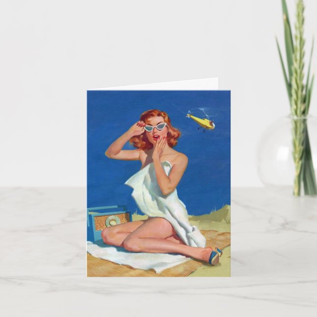 Vintage "Getting Some Sun" Note Card (Front)