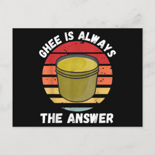 Vintage Ghee Is Always The Answer Retro Food Lover Holiday Postcard