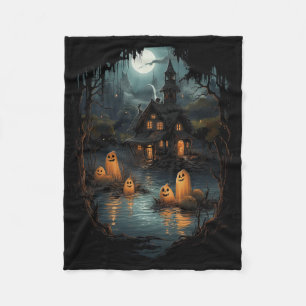 Vintage Ghost And Skeleton Fleece Blanket