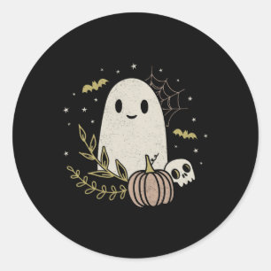 Vintage Ghost Autumn Fall Halloween 1 Classic Round Sticker