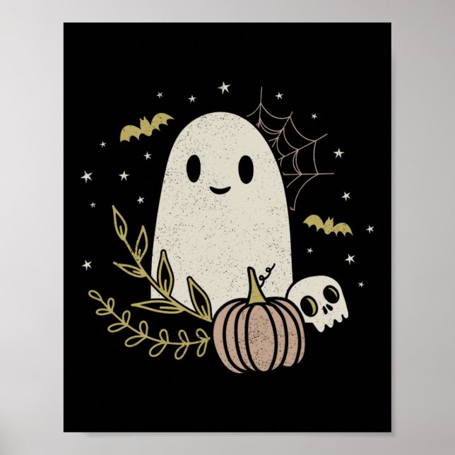 Vintage Ghost Autumn Fall Halloween 1 Poster (Front)