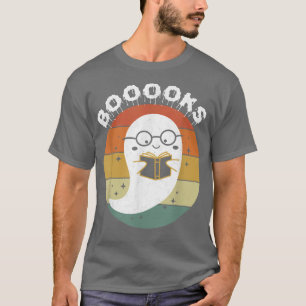 Vintage Ghost Book Reading Halloween Teacher Cute T-Shirt