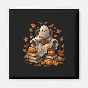Vintage Ghost Book Reading Pumpkin Gothic Hallowee Magnet