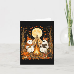 Vintage Ghost Campfire Camping Autumn Halloween Card