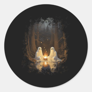 Vintage Ghost Campfire Camping Gothic Halloween Classic Round Sticker