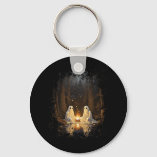 Vintage Ghost Campfire Camping Gothic Halloween Key Ring