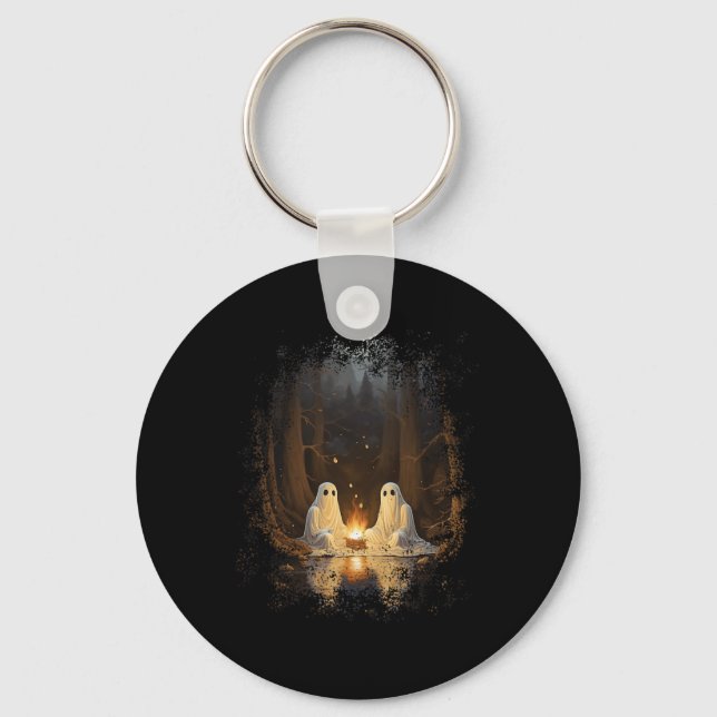 Vintage Ghost Campfire Camping Gothic Halloween  Key Ring (Front)