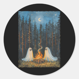 Vintage Ghost Campfire Camping Lover Forest Gothic Classic Round Sticker