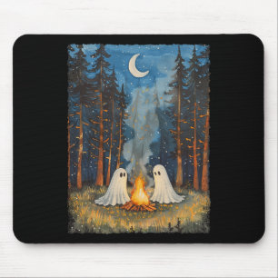 Vintage Ghost Campfire Camping Lover Forest Gothic Mouse Mat
