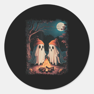 Vintage Ghost Camping Campfire Gothic Halloween Me Classic Round Sticker