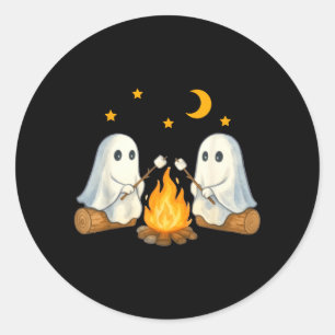 Vintage Ghost Camping Gothic Halloween Campfire Classic Round Sticker