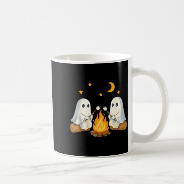 Vintage Ghost Camping Gothic Halloween Campfire Coffee Mug (Right)