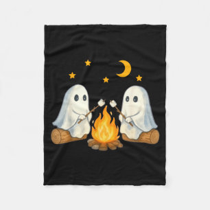 Vintage Ghost Camping Gothic Halloween Campfire Fleece Blanket