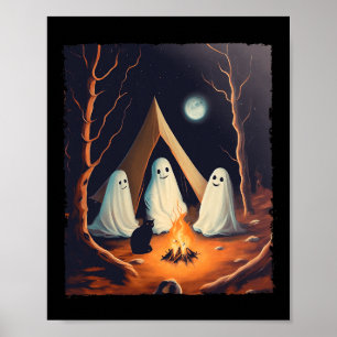 Vintage Ghost Cat Camper Camping Lover Gothic Hall Poster