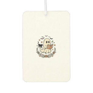 Vintage Ghost Cat Halloween Floral Vector Design_1 Car Air Freshener
