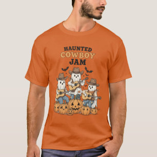 Vintage Ghost Cowboy Halloween Art Cute Guitar P T-Shirt