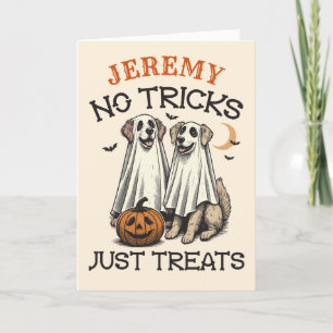Vintage Ghost Dogs Trick or Treat Funny Halloween Holiday Card