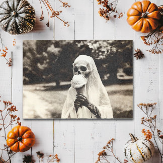 Vintage Ghost Eating Ice Cream Spooky Summer Postc Postcard