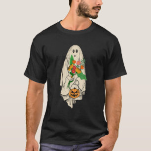 Vintage Ghost Floral Cute Graphic Halloween Spooky T-Shirt