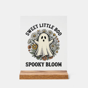 Vintage Ghost Floral Cute Halloween Boo Bouquet_1 Acrylic Sign