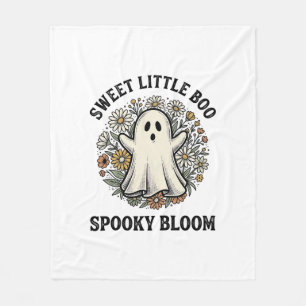 Vintage Ghost Floral Cute Halloween Boo Bouquet_1 Fleece Blanket
