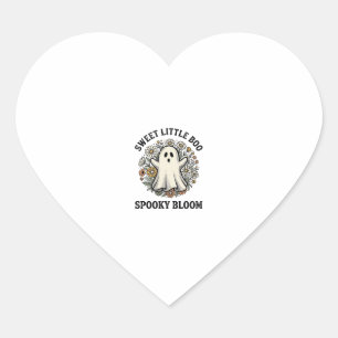 Vintage Ghost Floral Cute Halloween Boo Bouquet_1 Heart Sticker